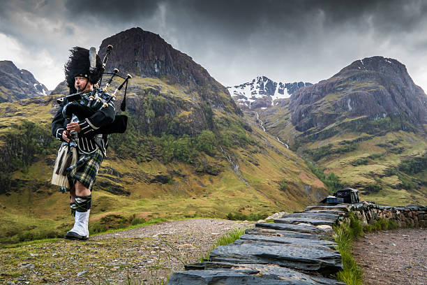 Traditional bagpiper in the scottish highlands by Glencoe - gifts for someone moving to scotland