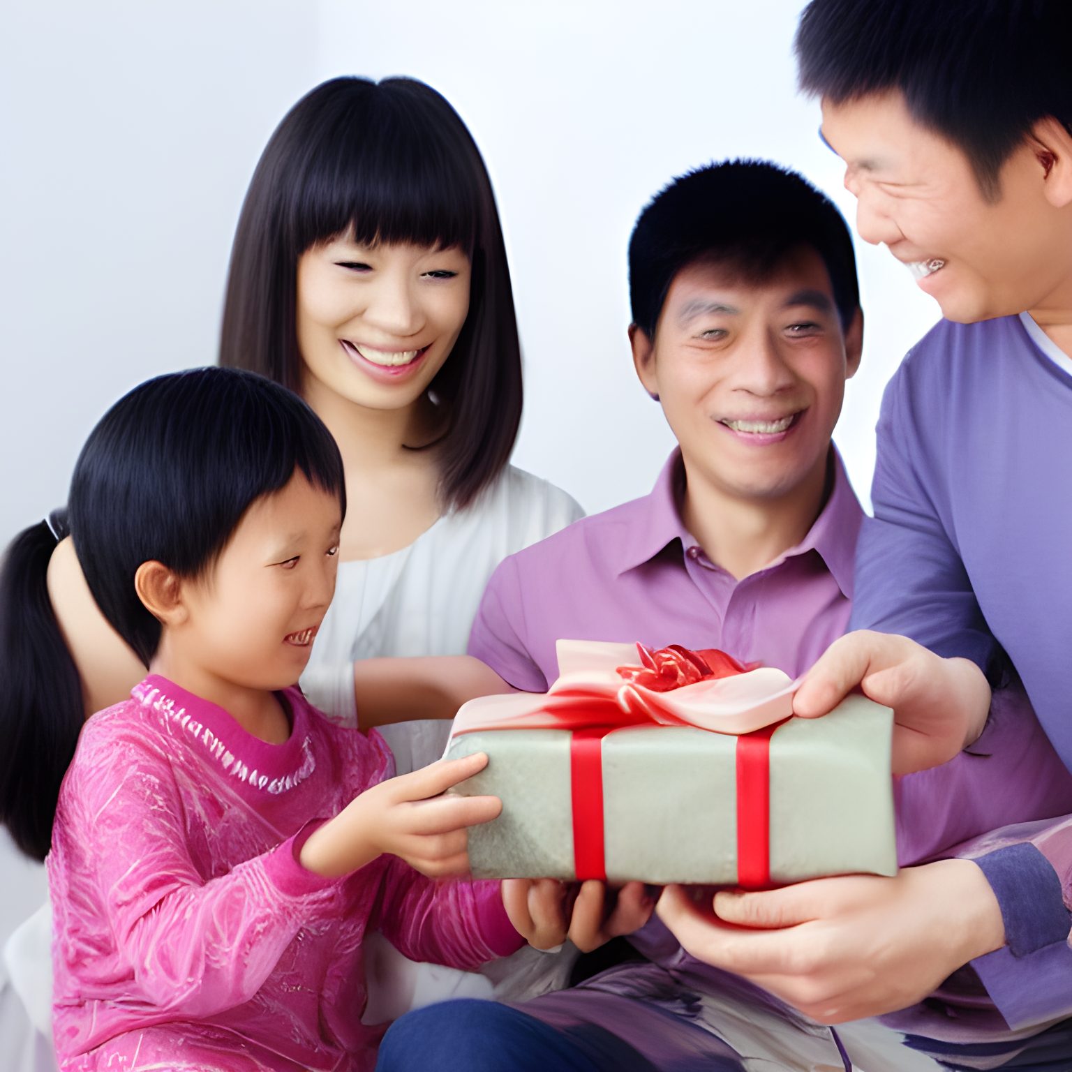 An Asian family receiving a gift - gifts for japanese host