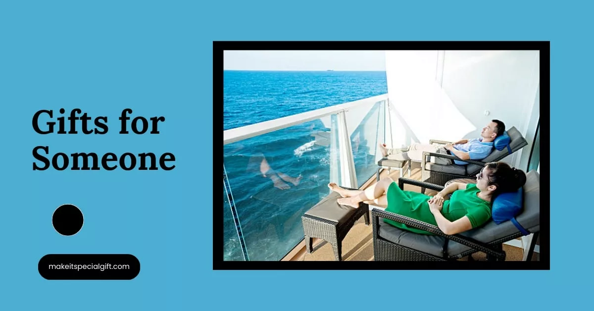 Young couple relaxing in balcony with scenic sea views on a cruise ship. - gifts for someone going on a cruise