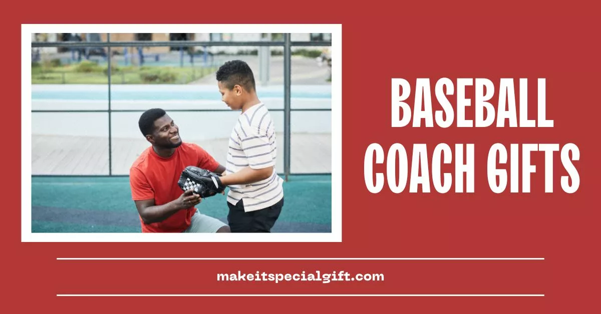 Happy handsome African-American father who acts as a baseball coach with beard chatting with teenage son in baseball glove while preparing him for game - baseball coach gifts