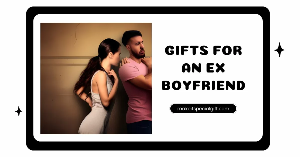 A man facing left while a woman is facing the man and a shattered heart in between both - gifts for an ex boyfriend