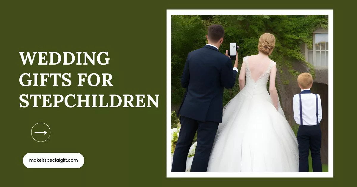 A picture of a child taking a picture of two adults bride and groom - wedding gifts for stepchildren