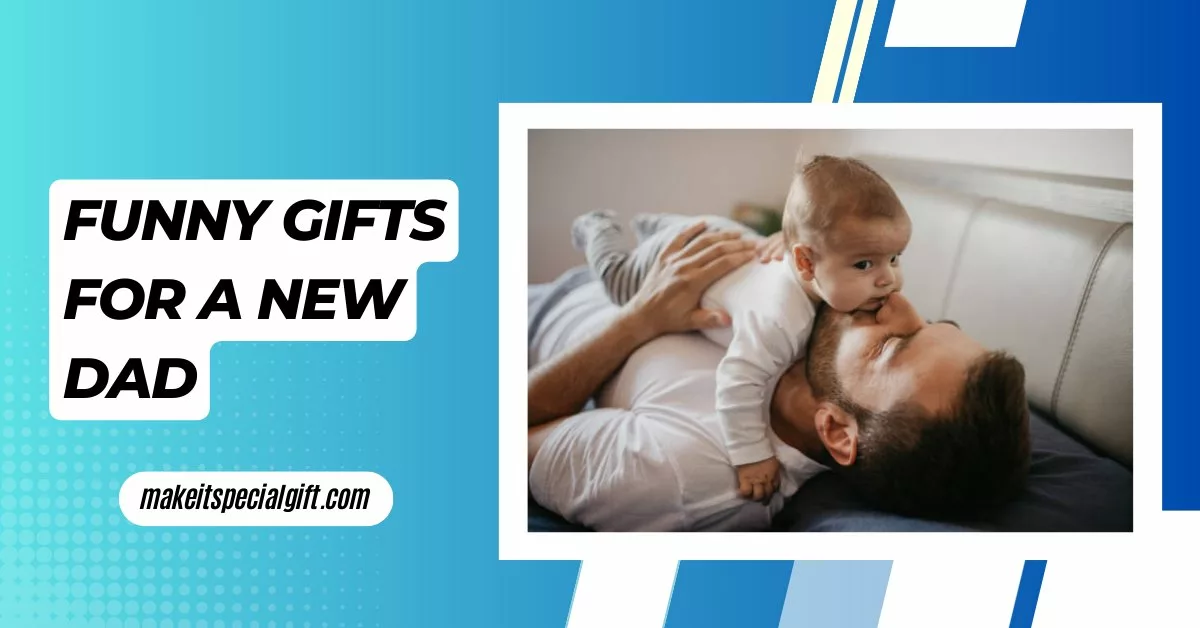 Father playing in bed with his little baby boy - funny gifts for a new dad