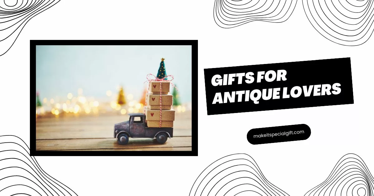 Cute little vintage truck with gift stack and Christmas tree - gift for antique lovers