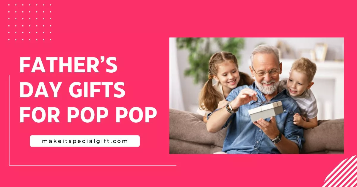 Happy family aged grandfather and grandchildren girl and boy opening gift box while resting on sofa during holiday celebration at home - father’s day gifts for pop pop