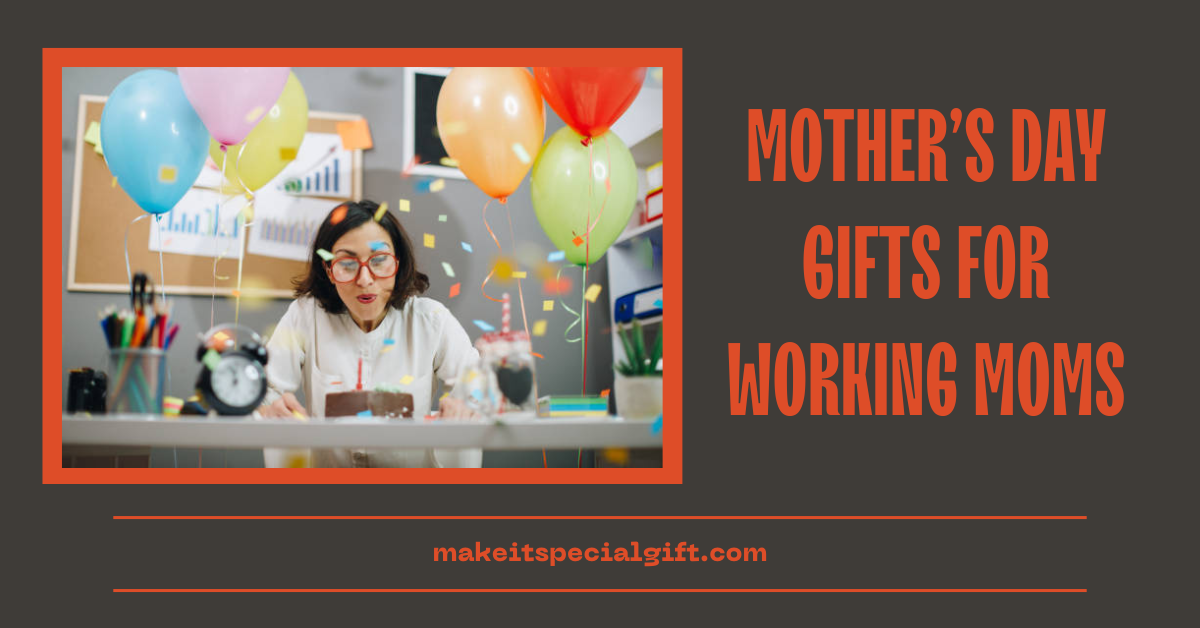 A young nerdy mother receiving a gift in her office as a business woman. - nerdy Mother’s Day gifts