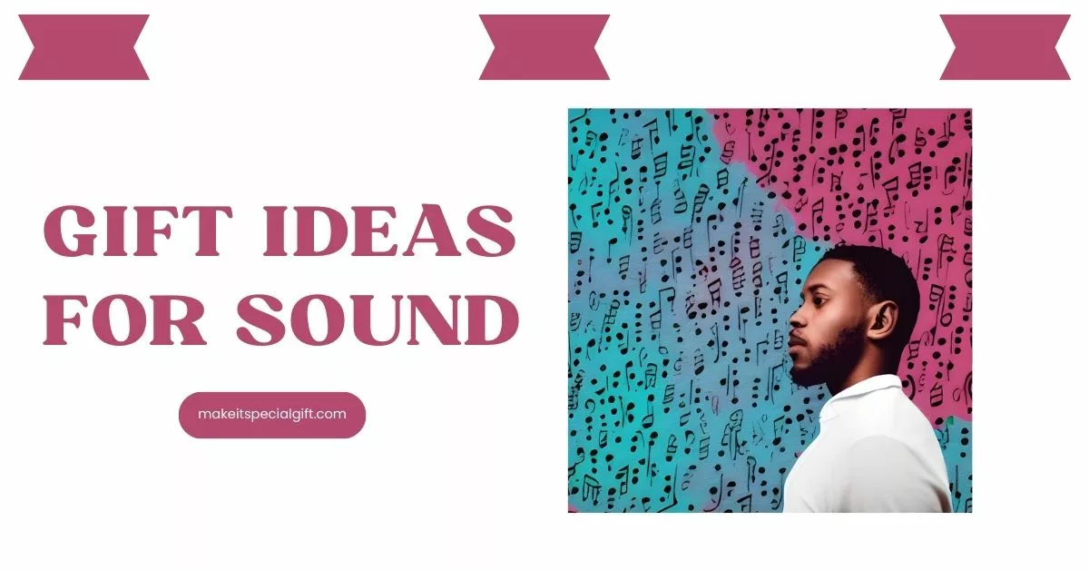 A man standing and being surrounded with music notes - 5 senses gift ideas for sound for him