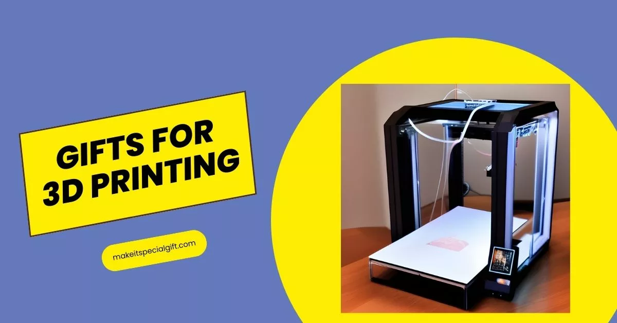 A 3d Printer and a wrapped gift besides it - gifts for 3d printing enthusiasts