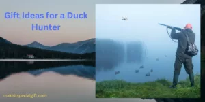 A duck hunter facing a lake of ducks about to hunt for a duck flying. - Gift Ideas for a Duck Hunter