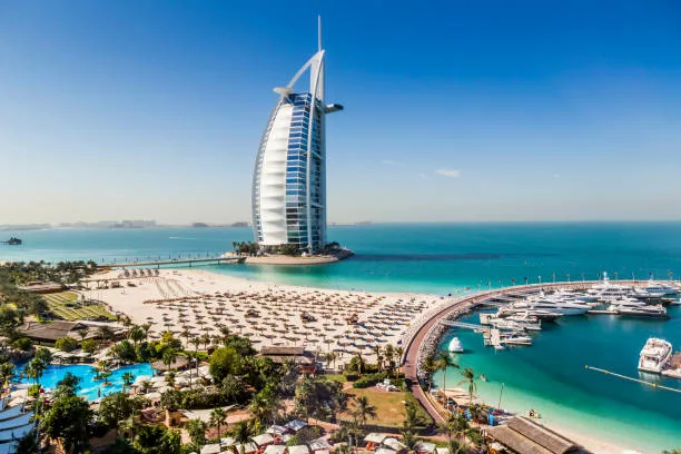 Marina and beach view fo the Burj Al Arab hotel in Dubai - gift for someone moving to dubai