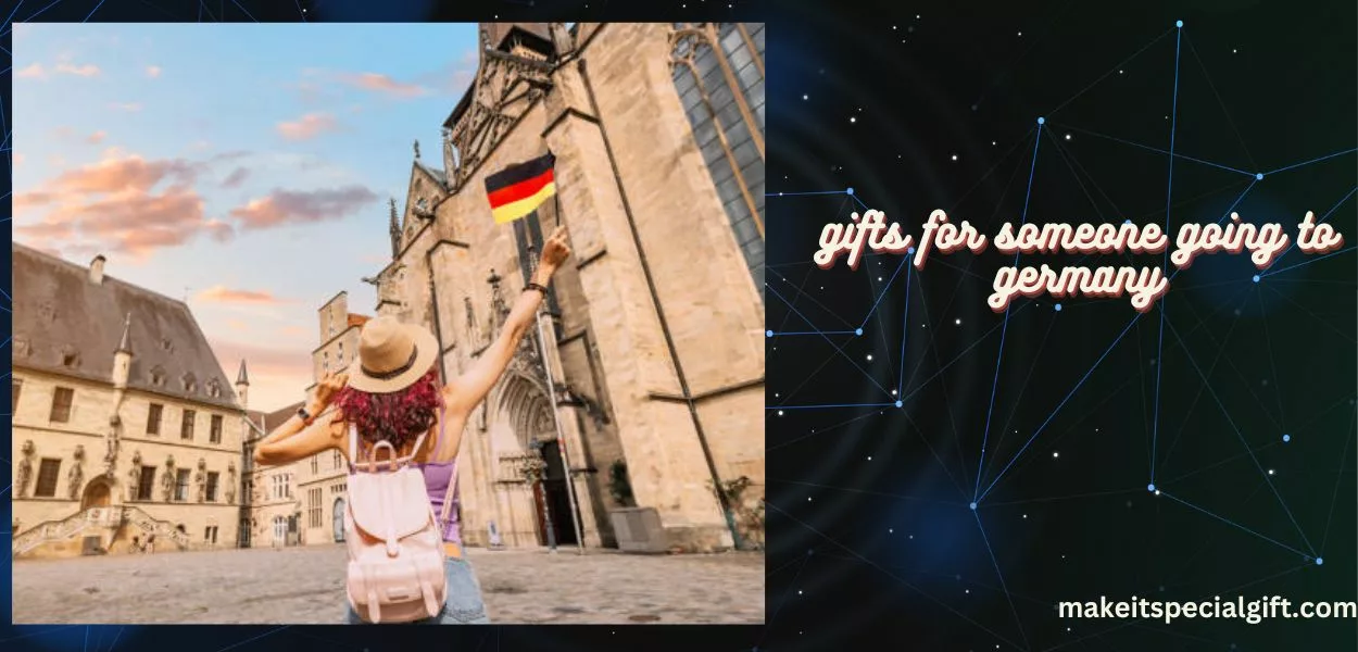 A lady waving the german flag while in Germany - gifts for someone going to germany