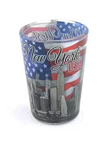 Aeisage USA City Souvenir Shot Glasses New York Shotglass NY Skyline American National Flag New York City Tourist Gifts Drinking Cup Wine Glass
