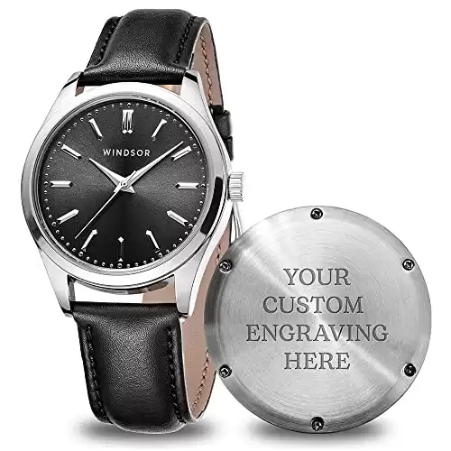 Engraved Watch for Men - Boyfriend Fiance Husband Gift Customized Personalized Watches for Men (Black)