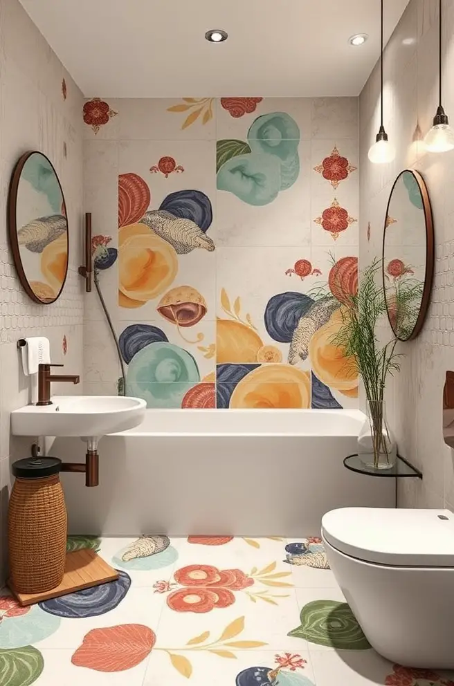 12 Stunning Bathroom Floor Tile Ideas You'll Love 10 Artistic Bathroom Floor Tile Idea for Creative Expression