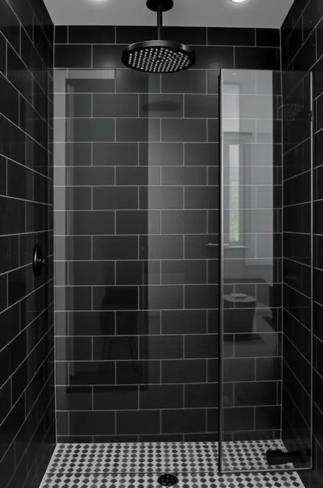Bold Black Tile Shower Idea for a Dramatic Statement