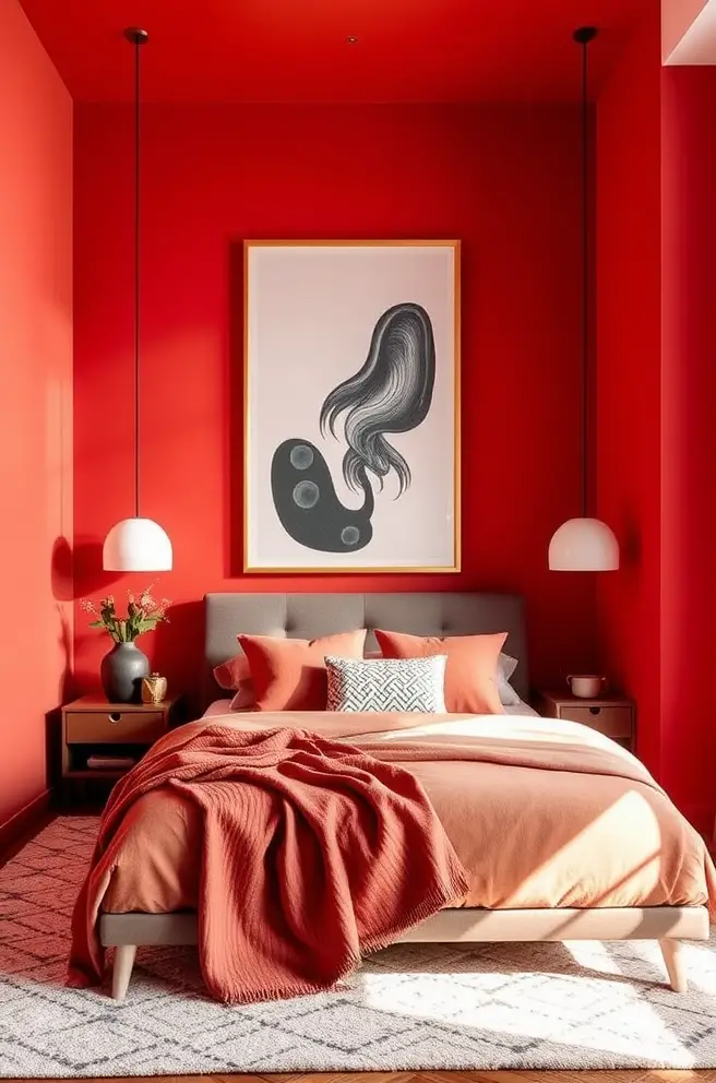 Bold Color Schemes in Modern Bedroom Idea to Make a Statement