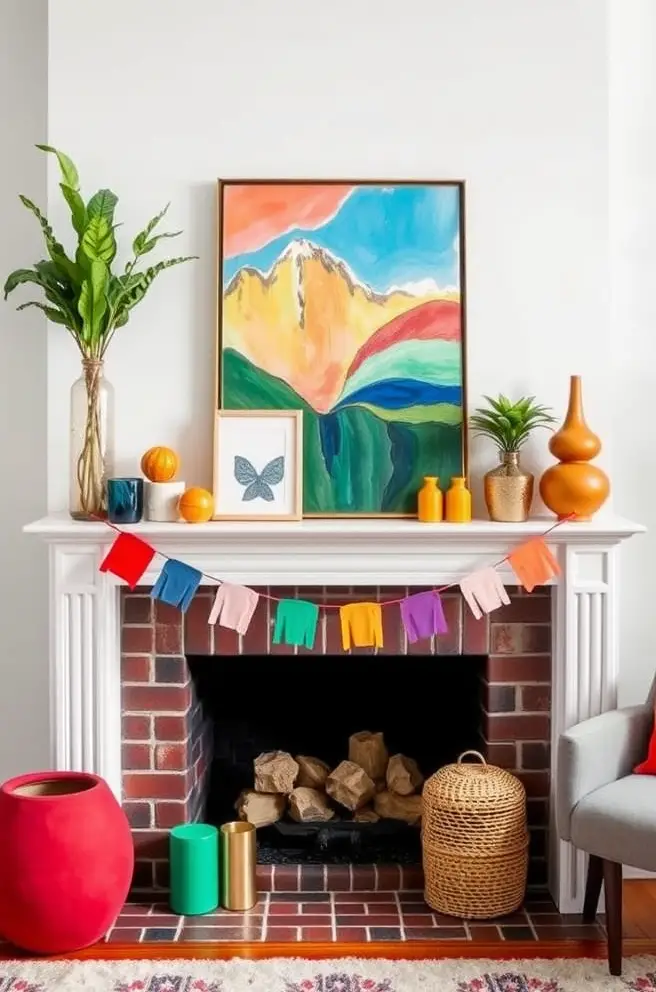12 Stunning Mantel Decor Ideas for 2023 Inspiration 8 Bold Colorful Mantel Decor Idea to Brighten Your Space