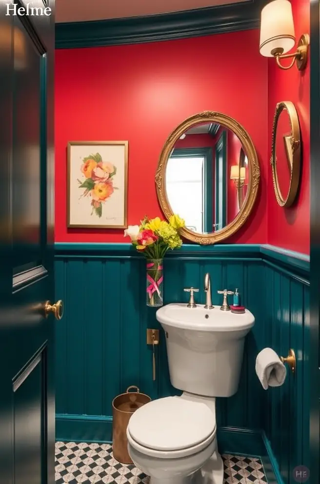 Bold and Colorful Powder Room Idea to Make a Statement