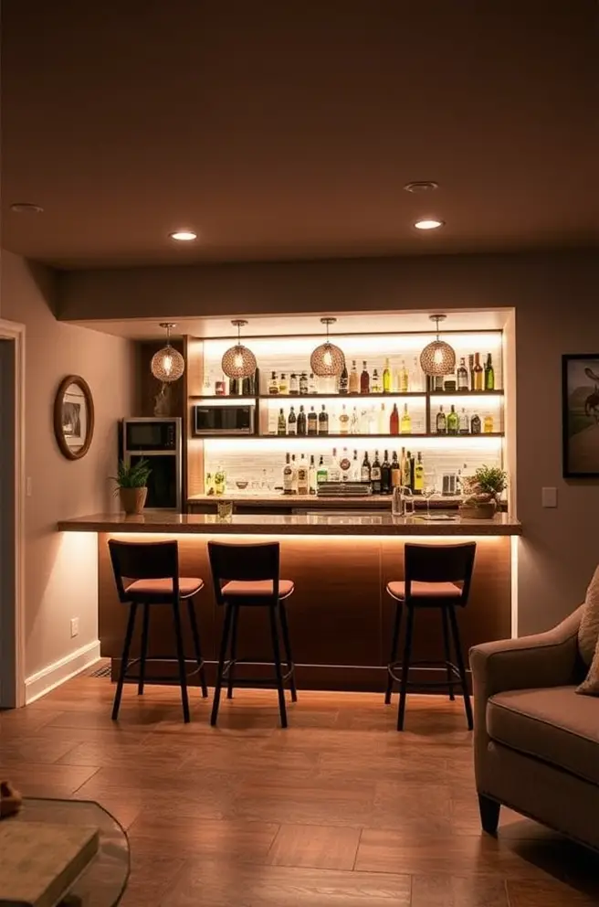 Bright Basement Bar Idea to Illuminate Your Indoor Retreat