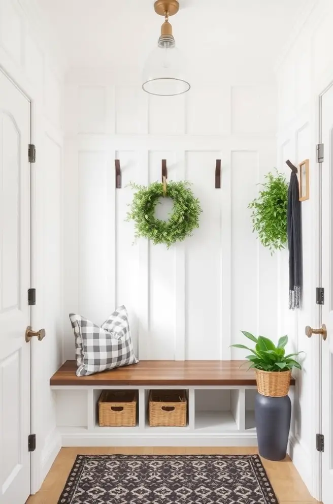 Bright and Airy Mudroom Idea for a Welcoming Feel