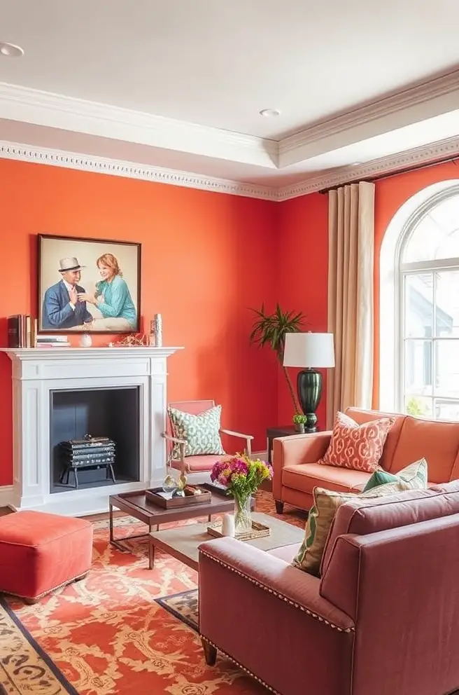 Bright and Bold Living Room Paint Idea to Energize Your Home