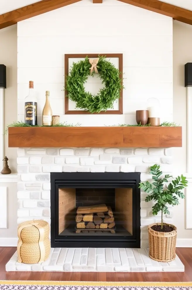 Charming Farmhouse Fireplace Mantel Idea for a Warm Welcome