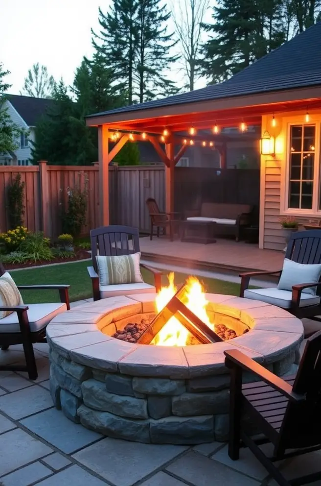Charming Outdoor Fire Pit Idea for Romantic Evening Retreats