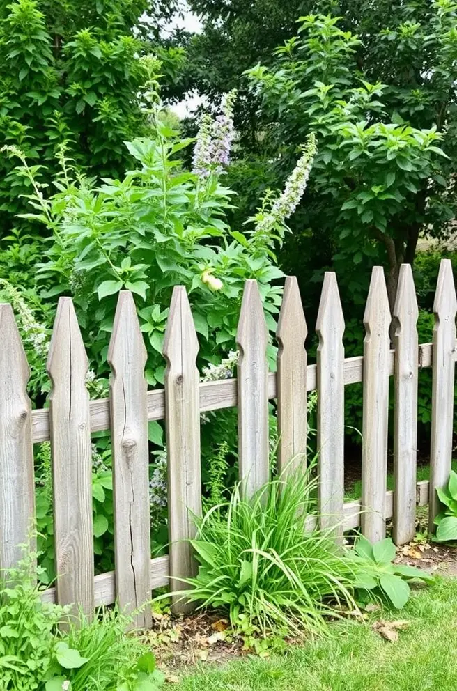 Charming Rustic Garden Fence Idea for a Vintage Look