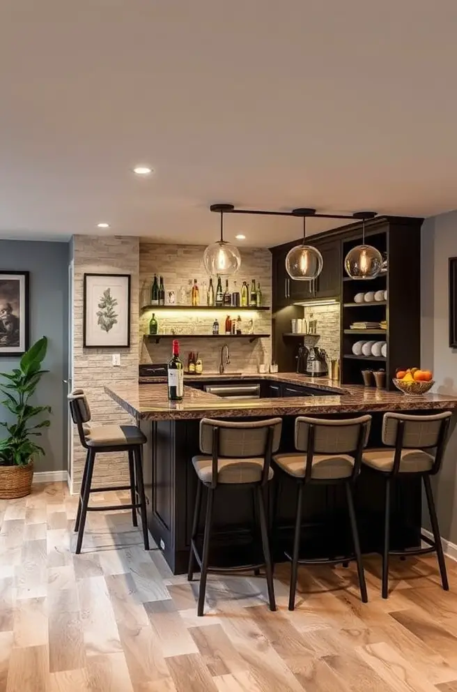 Chic Basement Bar Idea for a Trendy Home Design