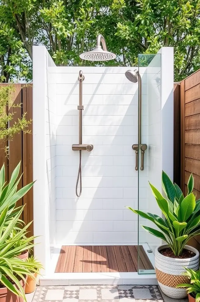 Chic Outdoor Shower Idea for a Modern Coastal Vibe