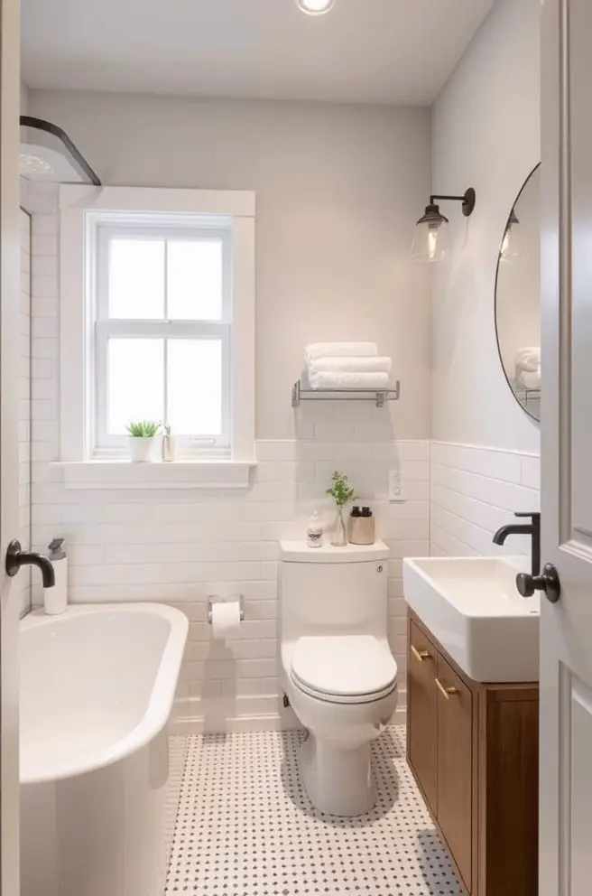 Chic Small Bathroom Remodel Idea Featuring Modern Fixtures