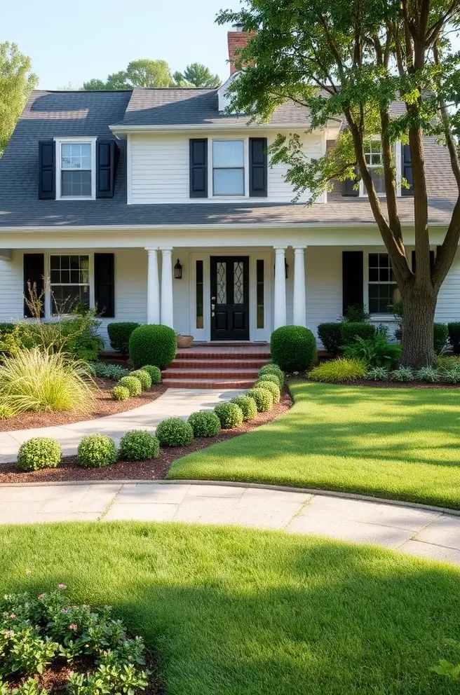 Classic Front Yard Landscaping Idea to Add Timeless Charm