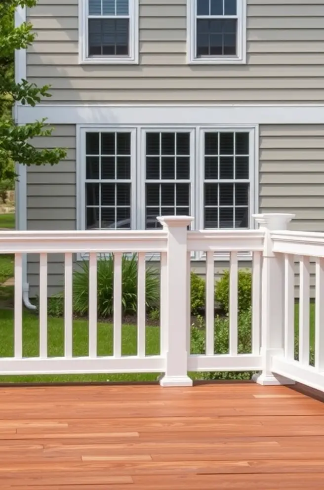 Classic Vinyl Deck Railing Idea for Durability and Style