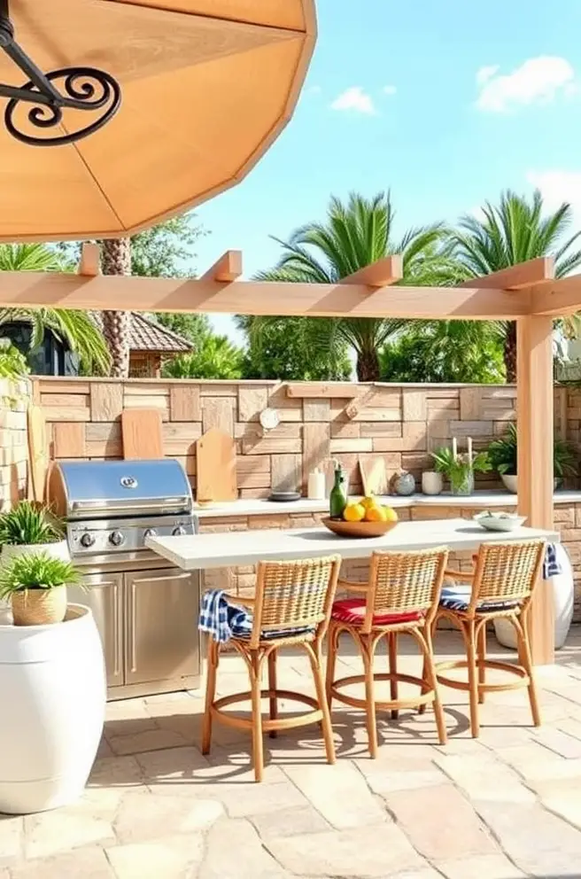Coastal Outdoor Kitchen Idea for a Beachy Vibe