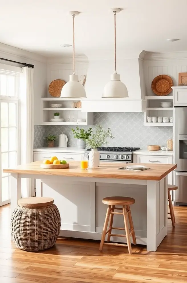 Coastal-Themed Kitchen Island Idea for a Relaxing Vibe