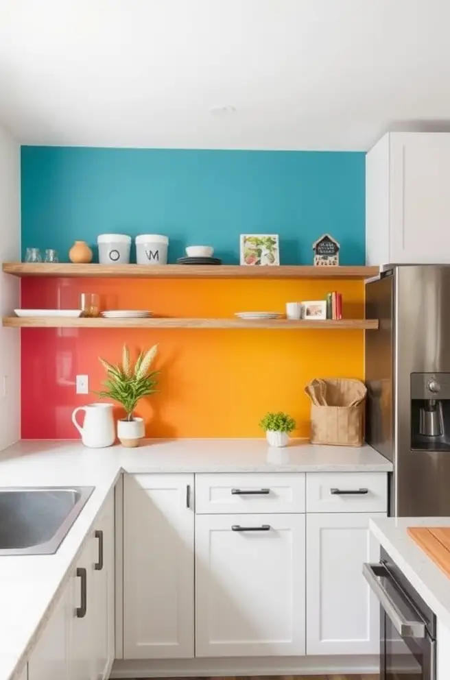 Colorful Accent Wall Idea to Brighten Up Your Kitchen