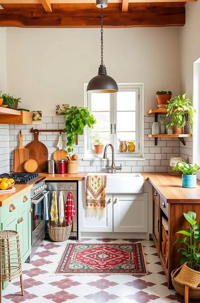 Colorful Bohemian Kitchen Design Idea to Add Personality