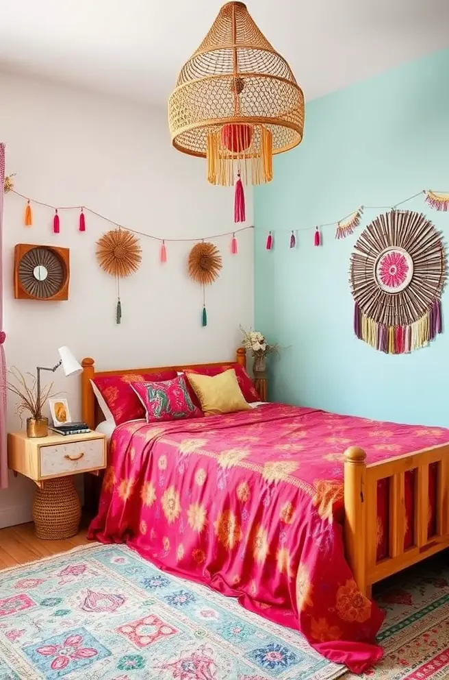 Colorful Boho Bedroom Idea for a Whimsical Touch