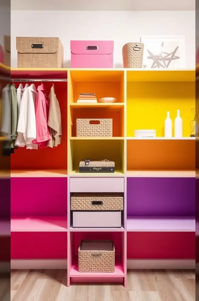 Colorful Closet Shelving Idea to Brighten Up Your Space