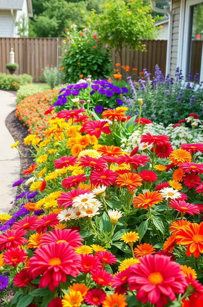 Colorful Flower Beds: Beautiful Backyard Landscaping Idea to Brighten Your Space