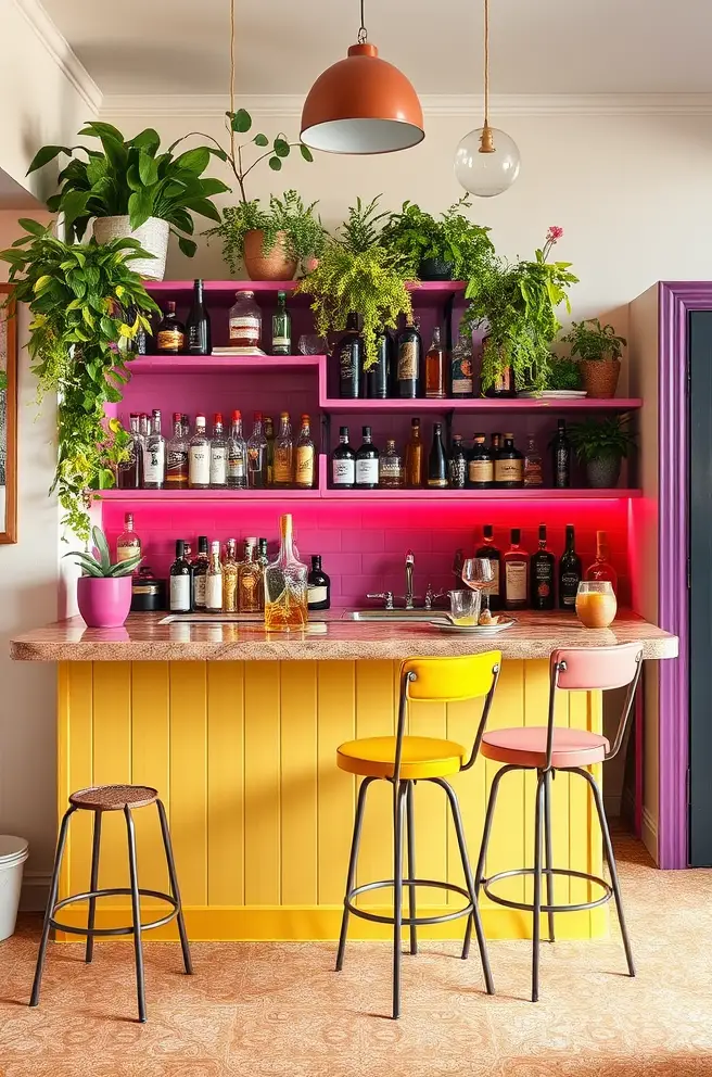 Colorful Home Bar Idea to Add Vibrancy to Your Home