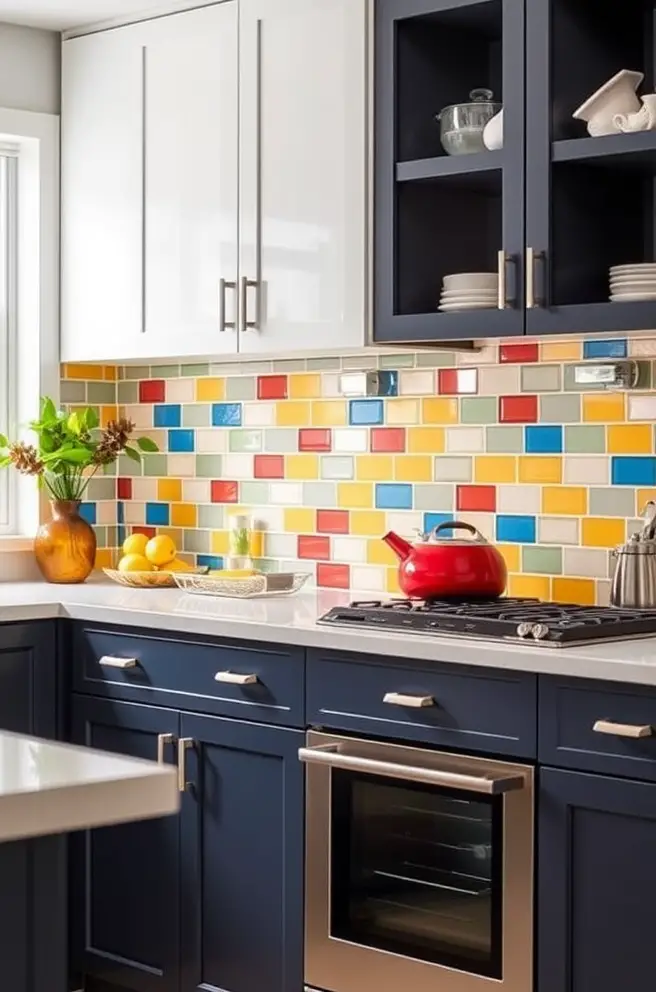 Colorful Kitchen Backsplash Idea to Brighten Up Your Interior