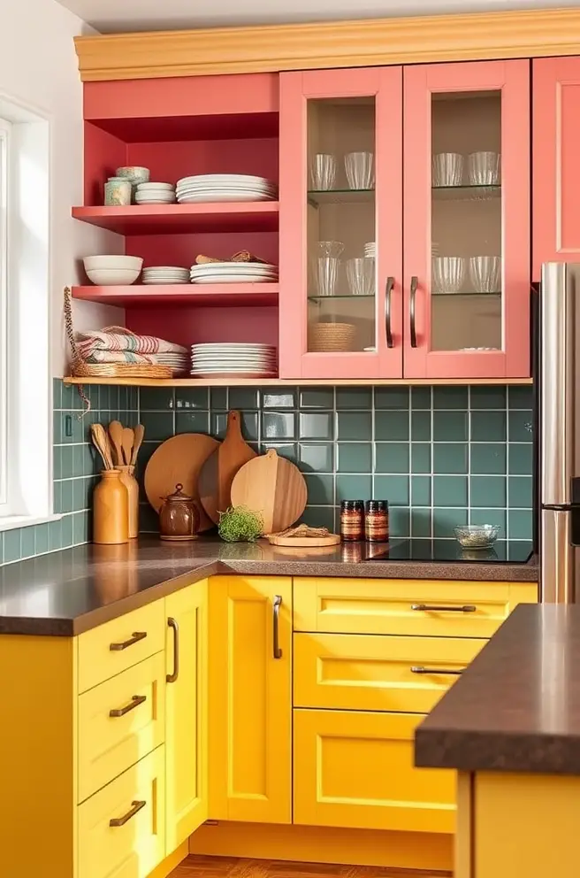 Colorful Kitchen Cabinet Idea to Brighten Up Your Kitchen