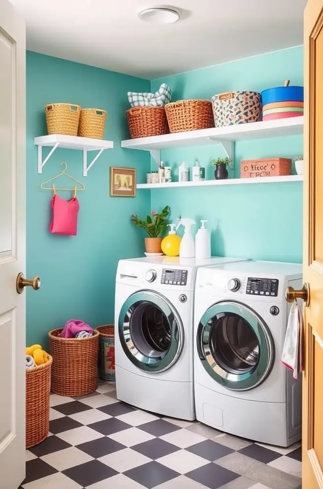 Colorful Laundry Room Idea to Add Vibrancy and Fun
