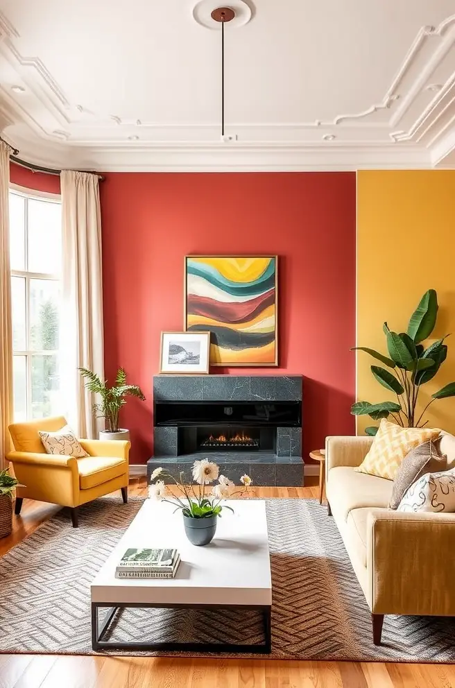 Colorful Living Room Paint Idea to Make a Statement