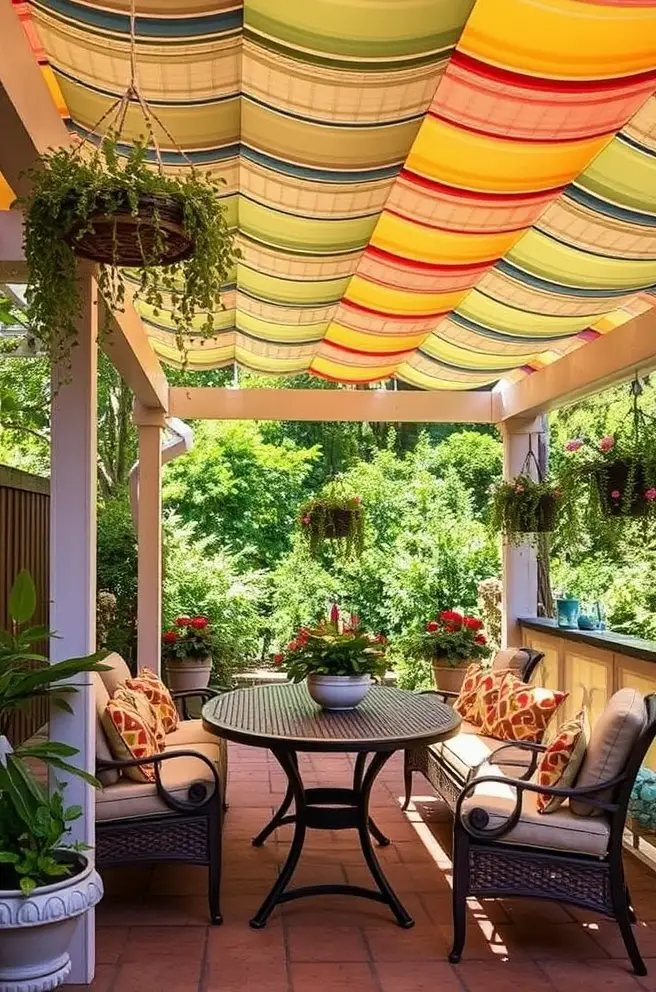 Colorful Patio Cover Idea to Brighten Up Any Outdoor Area