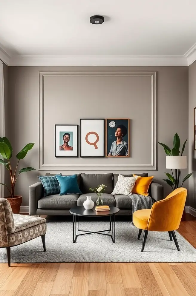 Contemporary Small Living Room Idea with Bold Color Palettes