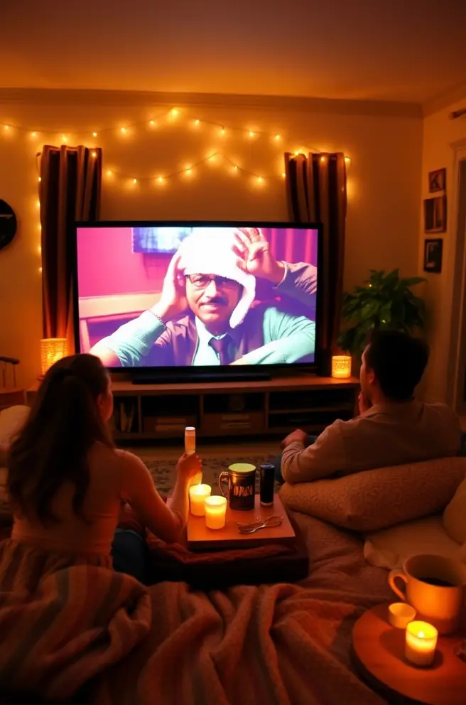 Cozy Movie Marathon At Home Date Night Idea