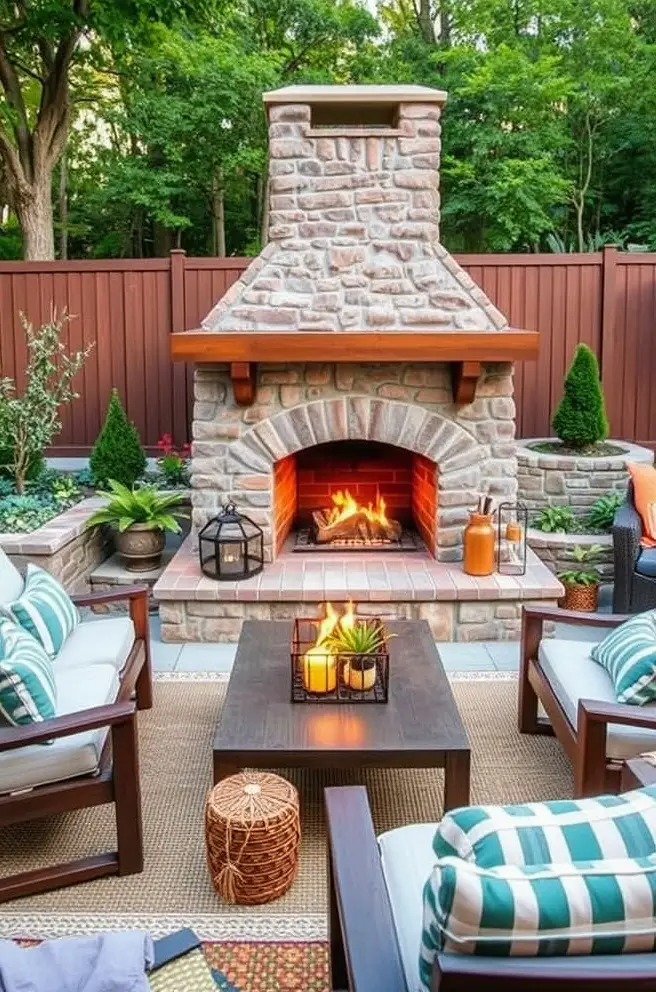 Cozy Outdoor Fireplace Idea to Transform Your Backyard Oasis