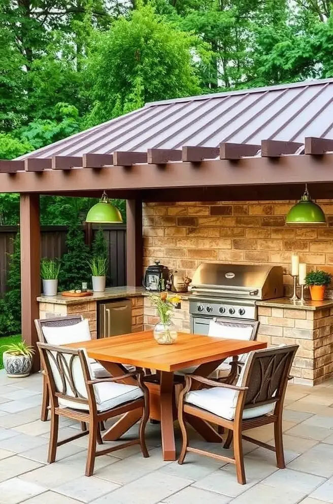 Cozy Outdoor Kitchen Idea Perfect for Family Gatherings